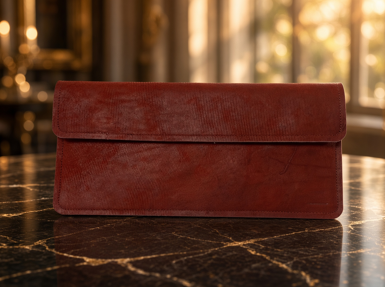 Chinandega Clutch — Fold-over leather envelope clutch