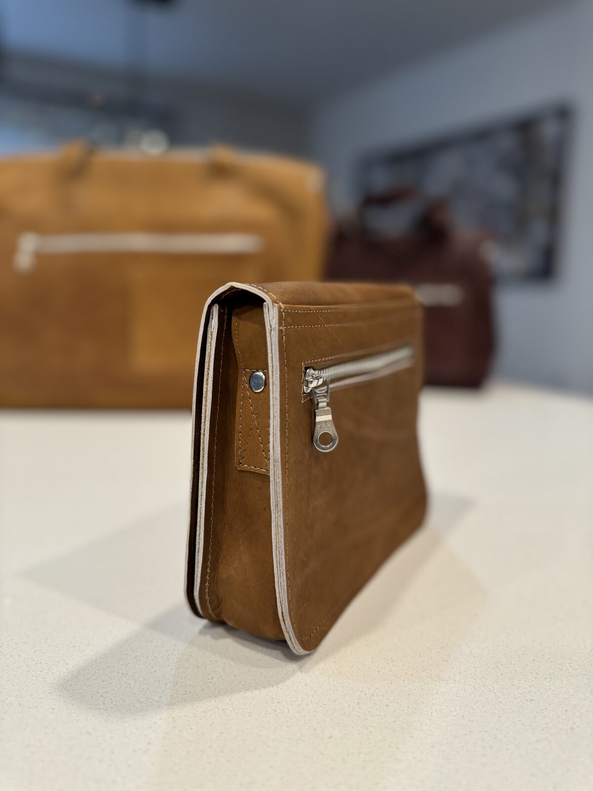 Solo Clutch — Tan zip